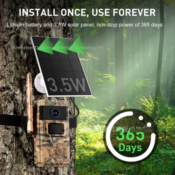 Vízálló vadkamera 4G éjjellátóval, vezeték nélküli napelemes energiaellátás, 4 mm objektív, 15 m IR távolság, -25°C-tól 60°C-ig működik