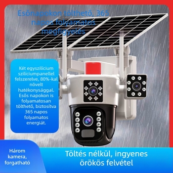 Napelemes kamera 360°-os lefedettséggel, okostelefonról távoli irányítással, offline működés, kültéri éjszakai látás, 1080p/5MP/3MP felbontás
