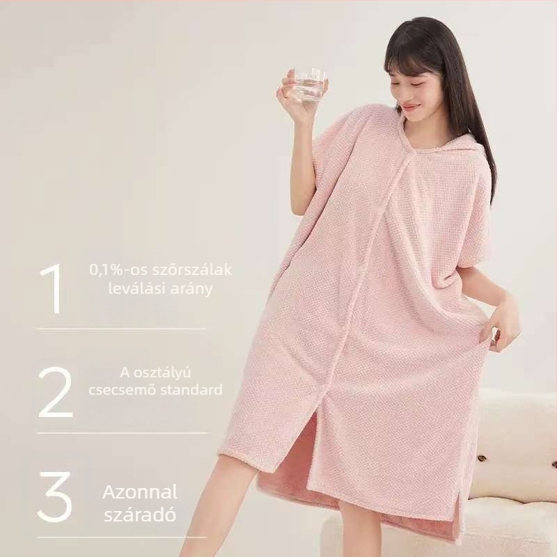 Női fürdőköpeny, korall plüss anyag, spandex keverék, 580 g