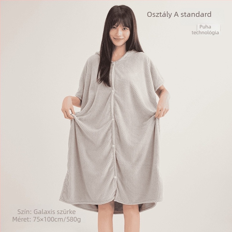 Női fürdőköpeny, korall plüss anyag, spandex keverék, 580 g