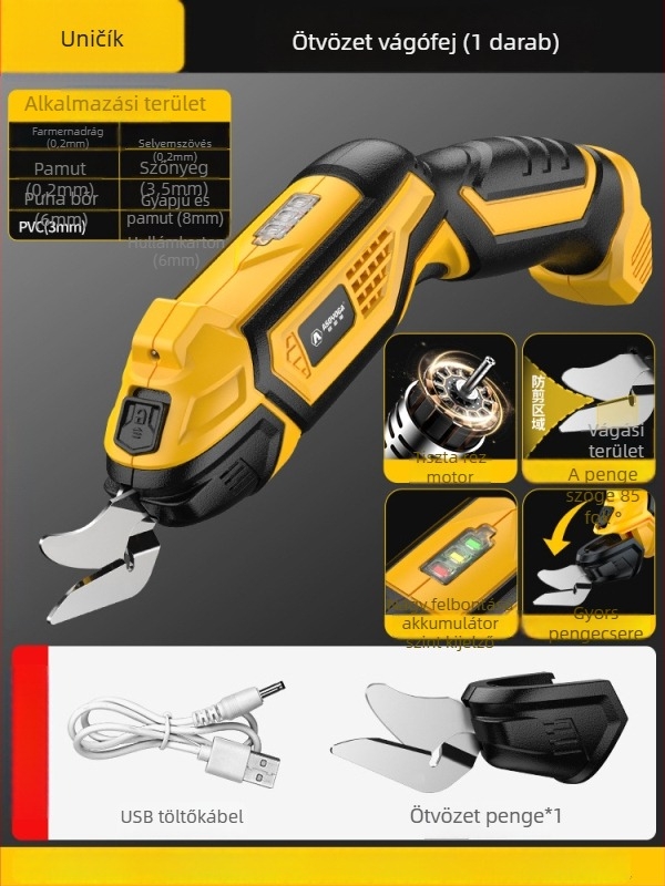 Asja elektromos olló ruhákhoz – újratölthető lítium akkumulátor, 3,6V, kézben tartható