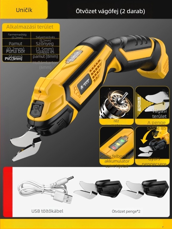 Asja elektromos olló ruhákhoz – újratölthető lítium akkumulátor, 3,6V, kézben tartható