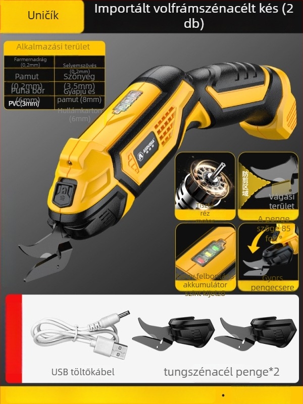 Asja elektromos olló ruhákhoz – újratölthető lítium akkumulátor, 3,6V, kézben tartható