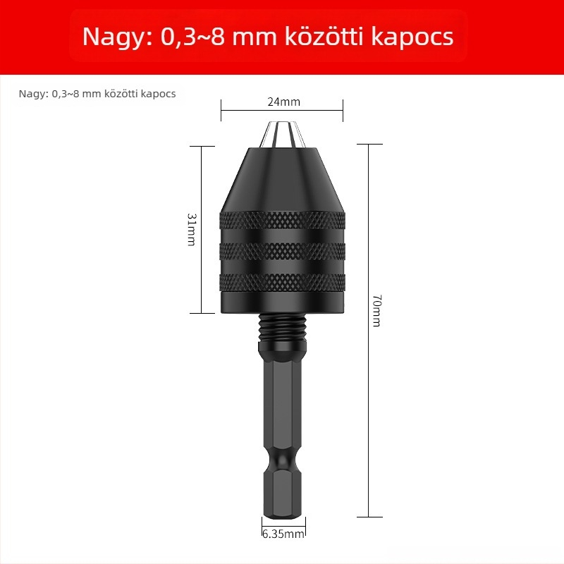 Hatszögletű markolat, háromfejű tokmány, gyors tokmány-extensions fúrófej átalakításhoz, 36V, rozsdamentes acél