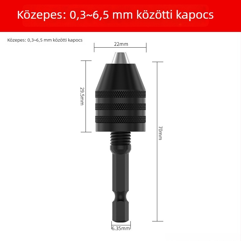 Hatszögletű markolat, háromfejű tokmány, gyors tokmány-extensions fúrófej átalakításhoz, 36V, rozsdamentes acél