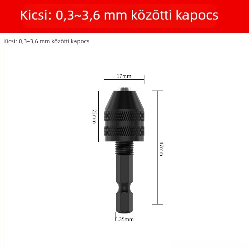 Hatszögletű markolat, háromfejű tokmány, gyors tokmány-extensions fúrófej átalakításhoz, 36V, rozsdamentes acél