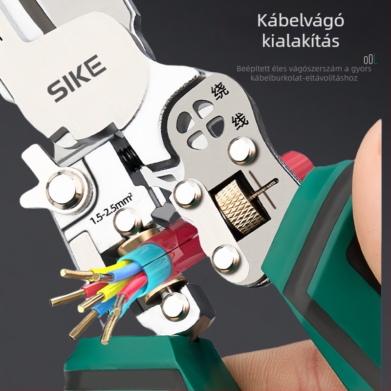 Kábelcsupaszító, többfunkciós szerszám villanyszerelőknek, háromszög alakú, Sco márka, tömeg 0,35, specifikációk: három