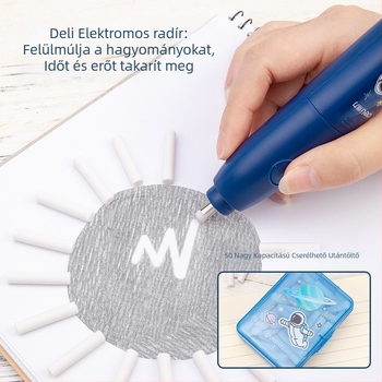 Deli 68910 Asztronautikai elektromos asztali irodai készlet asztali porszívóval, ceruzahegyezővel és elektromos radírral