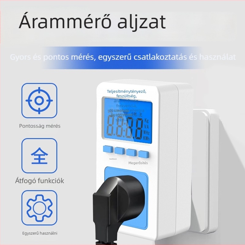 Teljesítménymérő aljzat digitális kijelzővel – Pucai P06S, pontosság szint 1