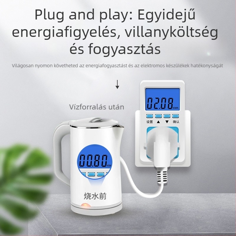 Teljesítménymérő aljzat digitális kijelzővel – Pucai P06S, pontosság szint 1