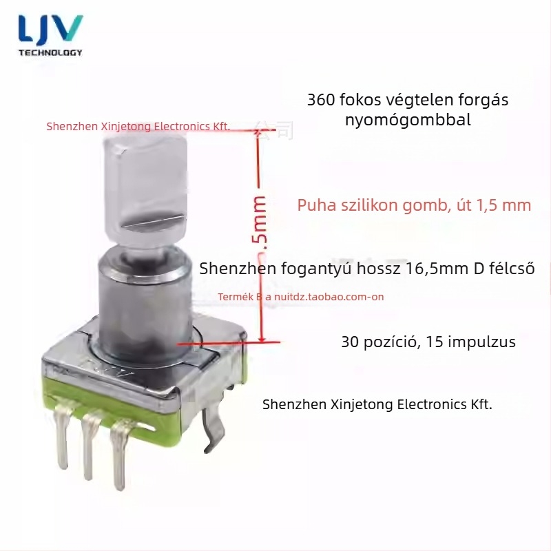 Ljv navigációs hangerő-potenciométer gomb autó DVD/rádióhoz — 360°-os forgás nyomással