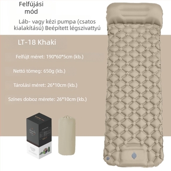 Diamant alakú TPU felfújható kemping matrac egy személyre, ultrakönnyű és kompakt, nylon TPU felülettel, méretek 190 × 60 × 5 cm, nedvességálló és csúszásmentes