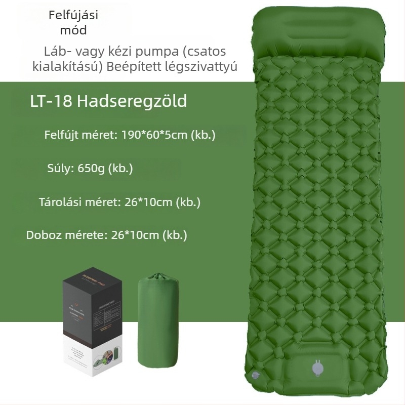 Diamant alakú TPU felfújható kemping matrac egy személyre, ultrakönnyű és kompakt, nylon TPU felülettel, méretek 190 × 60 × 5 cm, nedvességálló és csúszásmentes