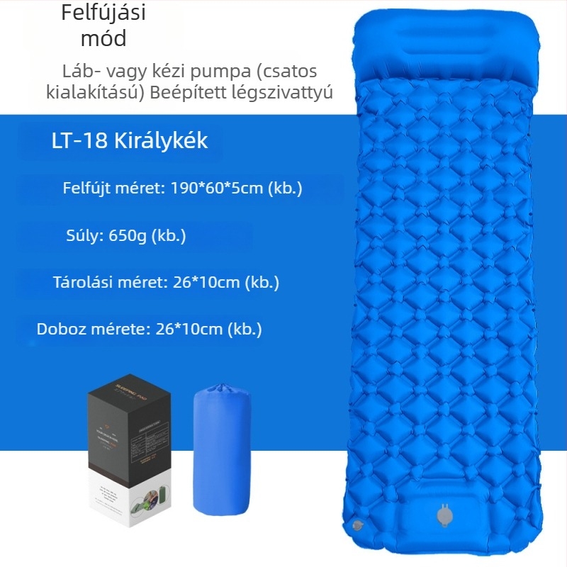 Diamant alakú TPU felfújható kemping matrac egy személyre, ultrakönnyű és kompakt, nylon TPU felülettel, méretek 190 × 60 × 5 cm, nedvességálló és csúszásmentes