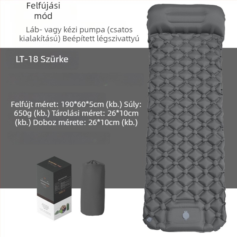Diamant alakú TPU felfújható kemping matrac egy személyre, ultrakönnyű és kompakt, nylon TPU felülettel, méretek 190 × 60 × 5 cm, nedvességálló és csúszásmentes