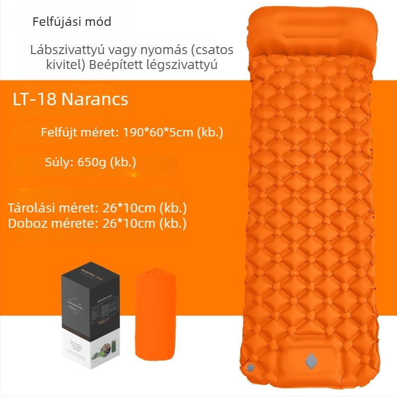 Diamant alakú TPU felfújható kemping matrac egy személyre, ultrakönnyű és kompakt, nylon TPU felülettel, méretek 190 × 60 × 5 cm, nedvességálló és csúszásmentes