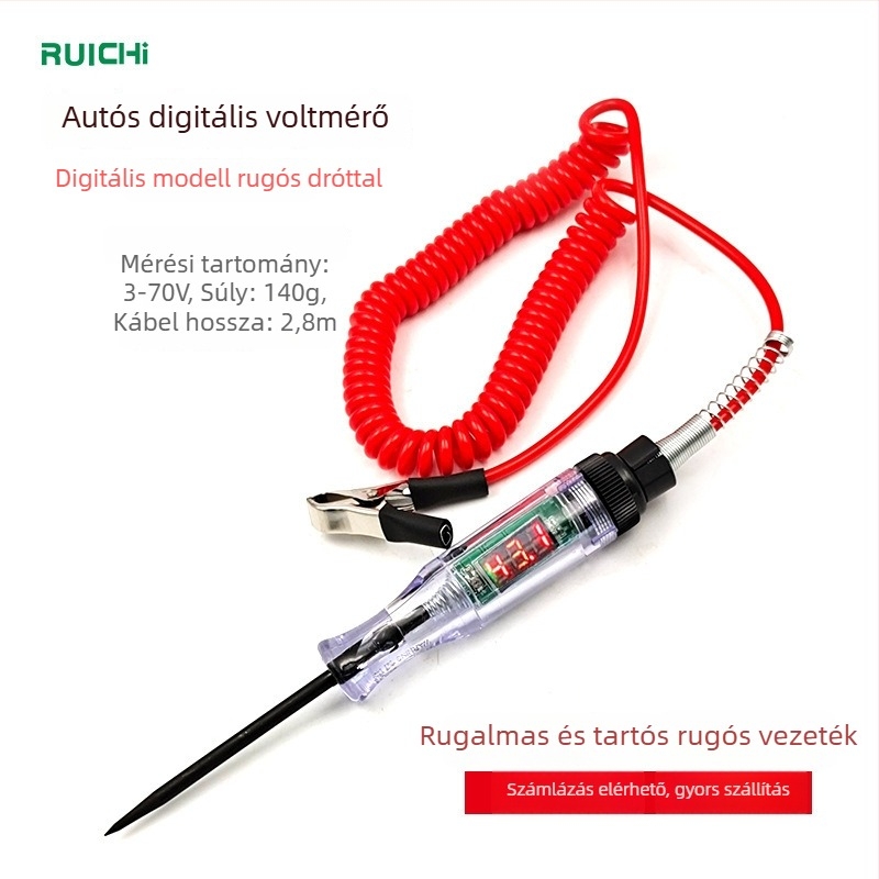 Ruichi autóáramkör vizsgáló toll, 3-70V tartomány, modell Al661185100703