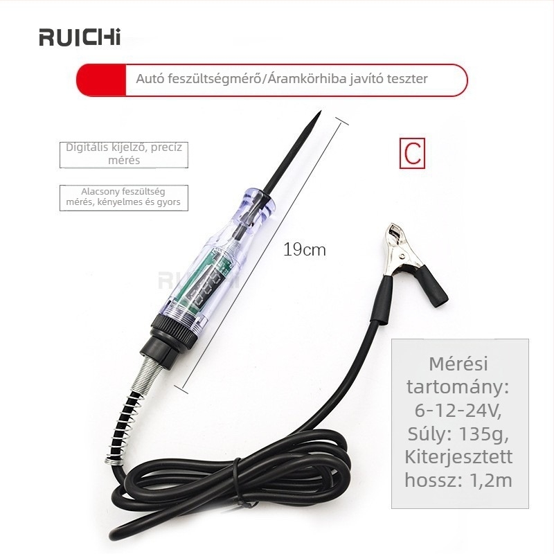 Ruichi autóáramkör vizsgáló toll, 3-70V tartomány, modell Al661185100703