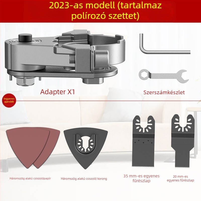 Youquan 36V sarokcsiszoló átalakítófej faipari felhasználásra – többfunkciós adapter vágáshoz, hornyításához, élkiegyenlítéshez és csiszoláshoz (Modell 1001137822)