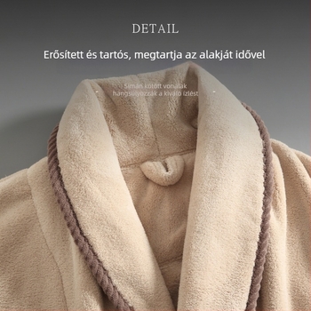 Pár fürdőköntös korall polárból, uniszex, téli, hosszú, 100% poliészter