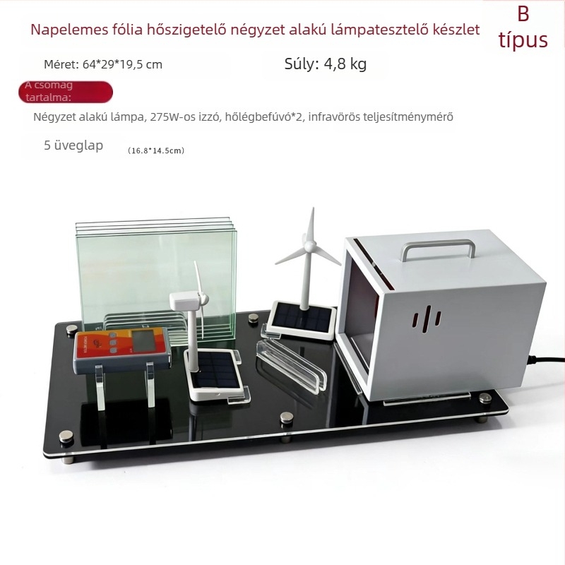 Autóüvegfóliákhoz és üveg hőszigetelő fóliákhoz használható infravörös teljesítménymérő készülék, kézi melegítő lámpa mérőeszköz