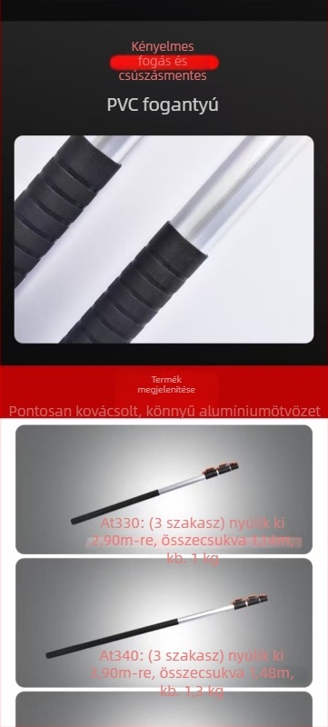 Teleszkópos oszlop ovális vastagított alumínium ötvözetből, magas ágakhoz fűrész és ágvágó, 3–6 szakaszból álló