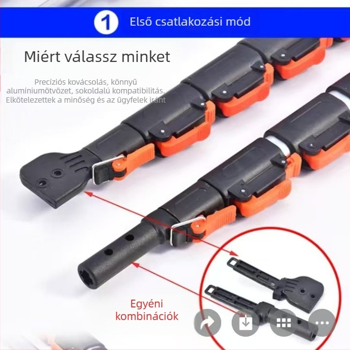Teleszkópos oszlop ovális vastagított alumínium ötvözetből, magas ágakhoz fűrész és ágvágó, 3–6 szakaszból álló