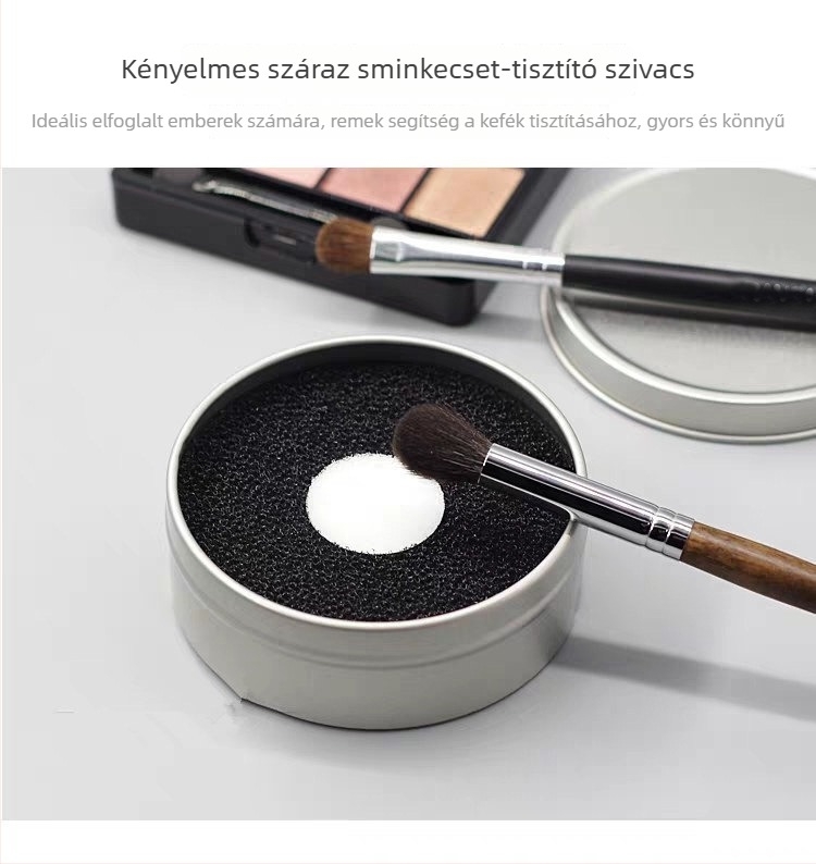 Sminkecsetek száraz tisztító doboza – 50 g nettó tartalom, import nélkül, tisztító szivacs sminkecsetekhez és szemhéj ecsetekhez