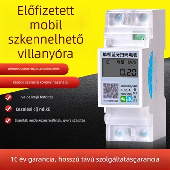 Családi egyfázisú DIN-sínre szerelt Bluetooth és 4G okos villanymérő előrefizetéses fizetéssel bérleményekhez