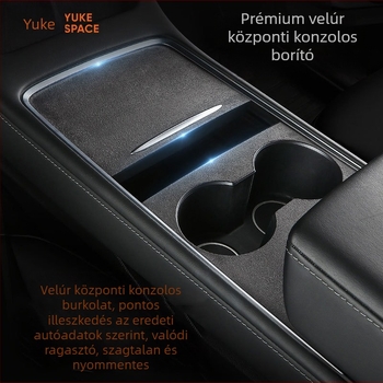 YUKE Központi Konzol védőfólia Tesla Model 3/Y-hoz — filc alapú karbon PVC, hőálló, karcolásálló, ujjlenyomat-mentes