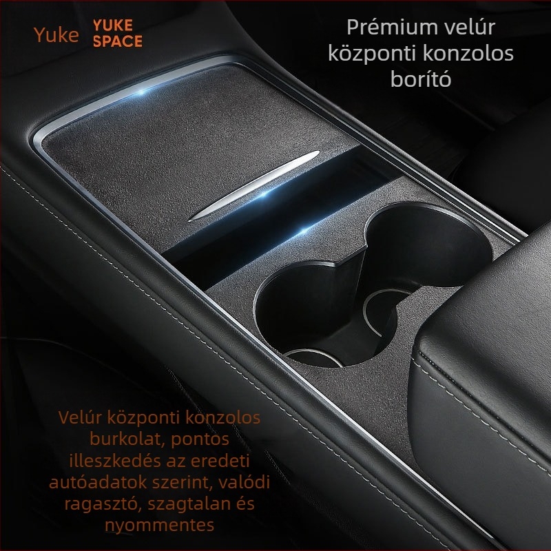 YUKE Központi Konzol védőfólia Tesla Model 3/Y-hoz — filc alapú karbon PVC, hőálló, karcolásálló, ujjlenyomat-mentes