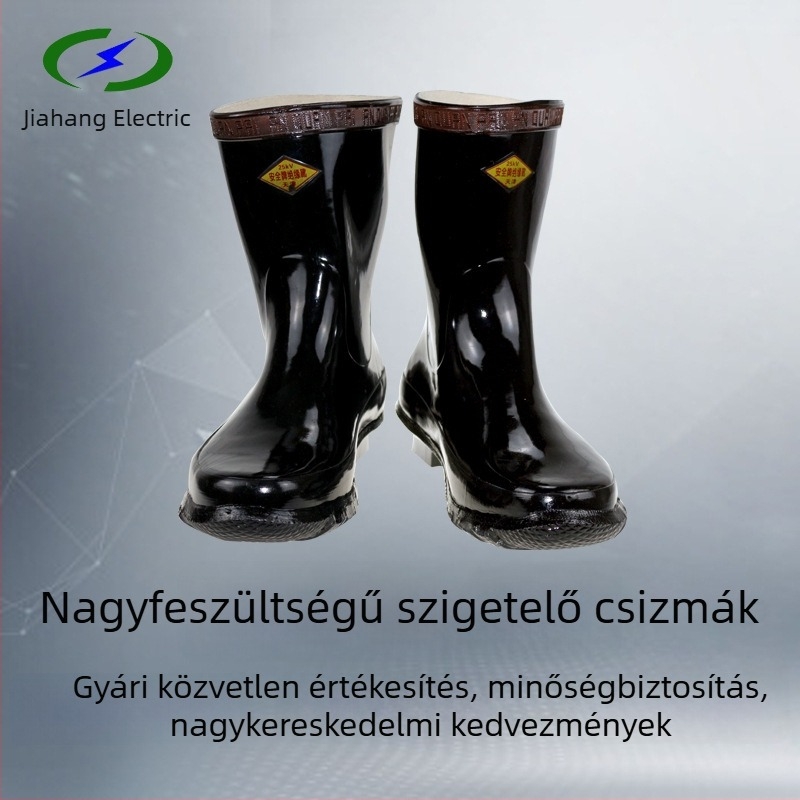 35kV izolált bakancsok villanyszerelőknek, gumiból, magas szárú, szigetelés, védelem áramütés ellen