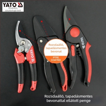 Yato metszőolló virágokhoz és gyümölcsfákhoz, oltóolló, vastag ágak vágása, nyél közepes széntartalmú acélból