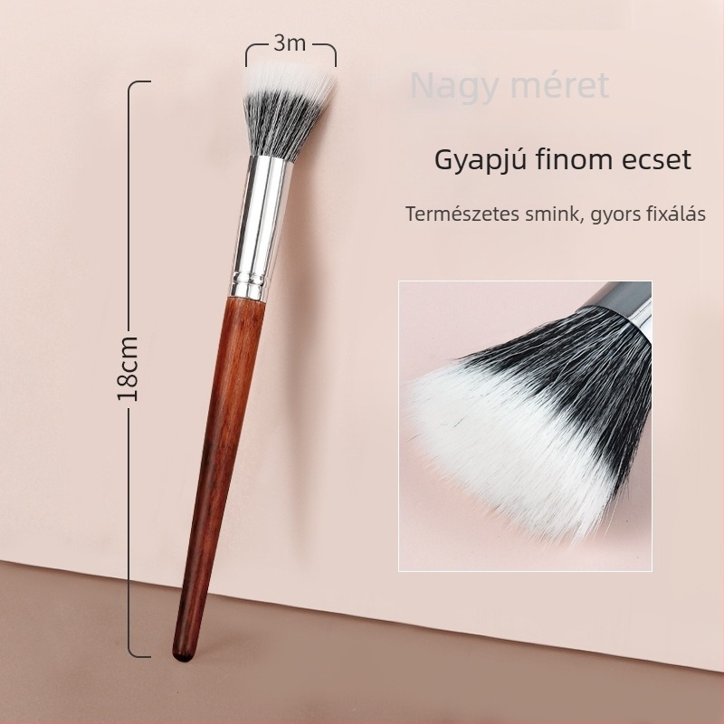 Sminkecset – finom világos gyapjú sörtékkel, fa hosszú nyél, egy darabos csomagolás