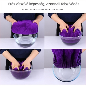 Szépségápolási tisztító törölköző, mikroszálas, 300–400 gsm, combed yarn, cut pile/plain weave; gyors nedvszívás 5–10 s