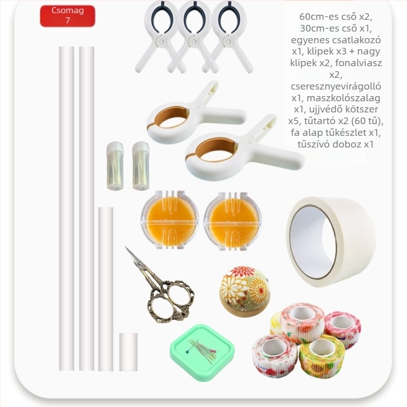 Keresztszemes készlet műanyag vászonnal, 9CT, Nordic stílus, tartalmaz PVC csövet és clipet