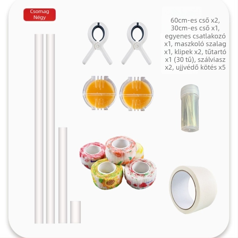 Keresztszemes készlet műanyag vászonnal, 9CT, Nordic stílus, tartalmaz PVC csövet és clipet