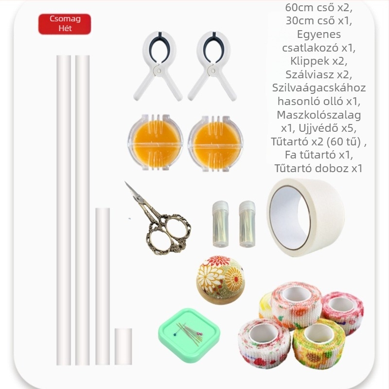 Keresztszemes készlet műanyag vászonnal, 9CT, Nordic stílus, tartalmaz PVC csövet és clipet