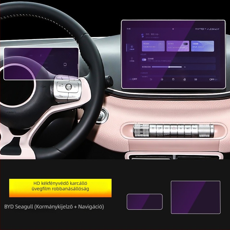BYD Seagull központi kijelző védőüvege | Edzett üveg; Telepítés: Szívócsésével; Feldolgozás/Testreszabás: Nincs