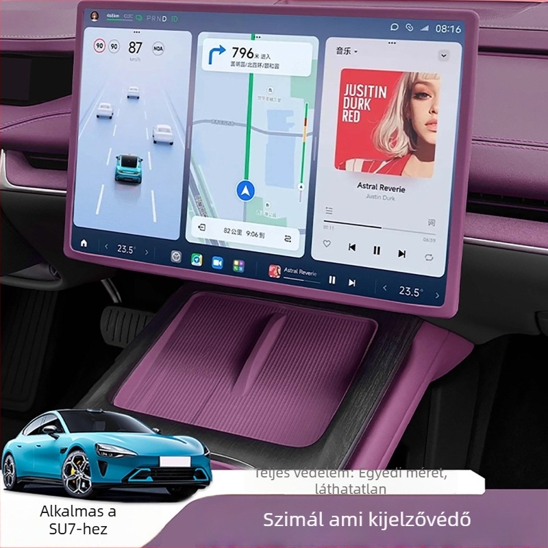 Szilikon képernyővédő csík Xiaomi Su7-hez – központi vezérlő navigációs képernyő védelme, autó belső burkolatvédő, logó nélküli, testreszabás nélküli