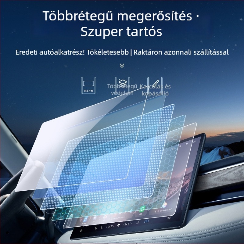 Autó navigációs kijelzőhöz temperált üvegből készült képernyővédő, univerzális illeszkedés, egy darabos formázás, ujjlenyomat-mentes, Qiu Yiming márka