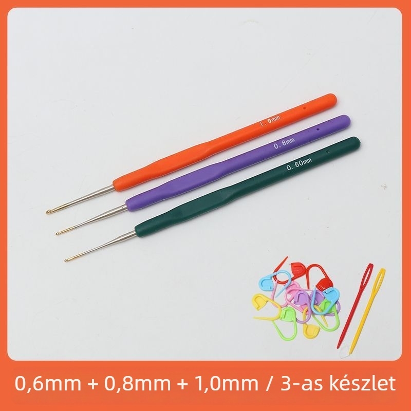 Puha markolatú horgolótű készlet, csúszásmentes markolattal, kézzel készített, DIY horgolás