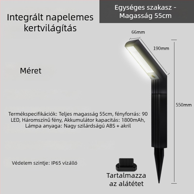 Napelemes kültéri kertvilágítás LED-del, 5W, IP65 vízálló, fényhatótáv 15–30 m²
