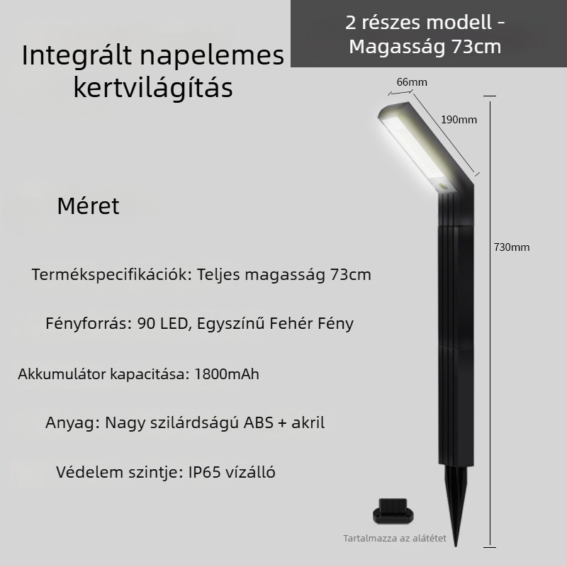 Napelemes kültéri kertvilágítás LED-del, 5W, IP65 vízálló, fényhatótáv 15–30 m²