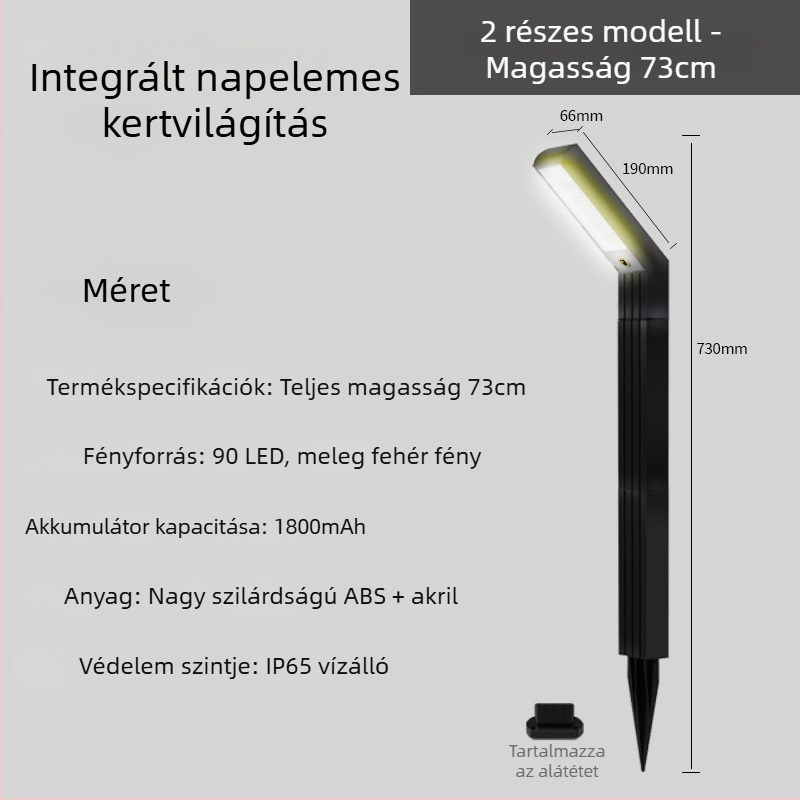 Napelemes kültéri kertvilágítás LED-del, 5W, IP65 vízálló, fényhatótáv 15–30 m²