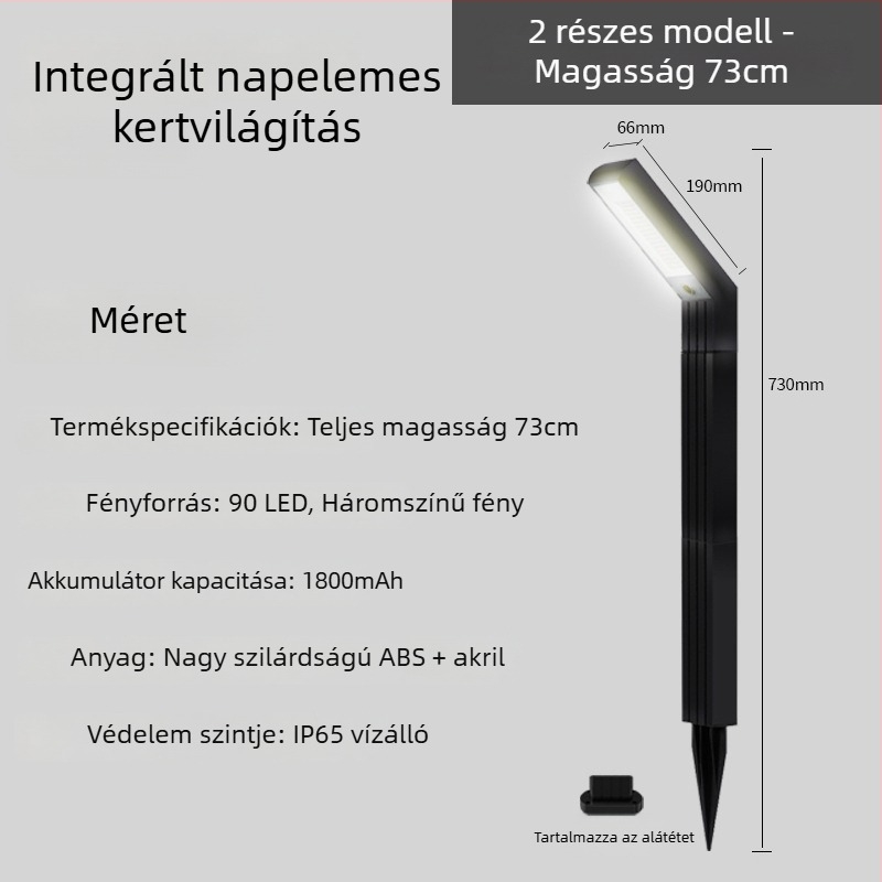 Napelemes kültéri kertvilágítás LED-del, 5W, IP65 vízálló, fényhatótáv 15–30 m²