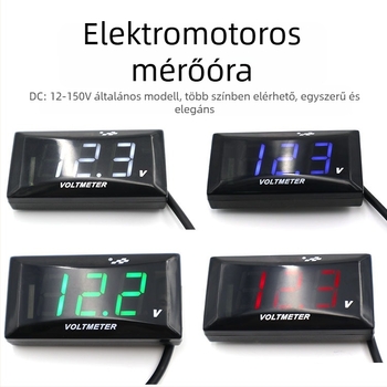Feszültségmérő elektromos járművekhez és motorkerékpárokhoz LCD kijelzővel, 12-150V tartomány
