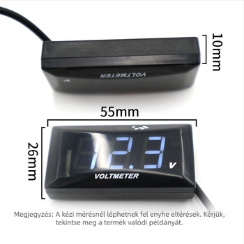 Feszültségmérő elektromos járművekhez és motorkerékpárokhoz LCD kijelzővel, 12-150V tartomány