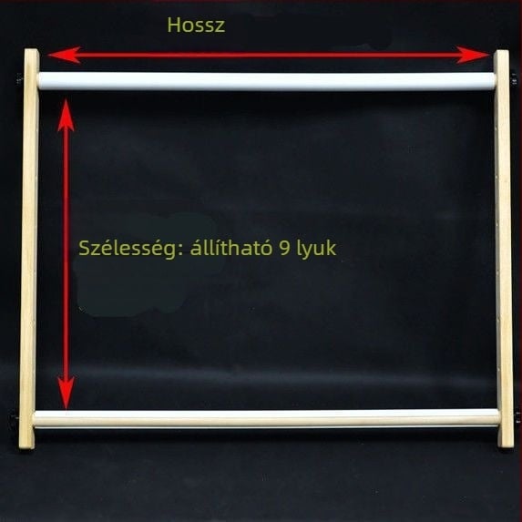 Fából készült állítható keresztszemes keret, négyszögletes, kézben rögzíthető, 9-ct anyag