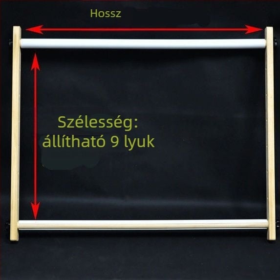 Fából készült állítható keresztszemes keret, négyszögletes, kézben rögzíthető, 9-ct anyag